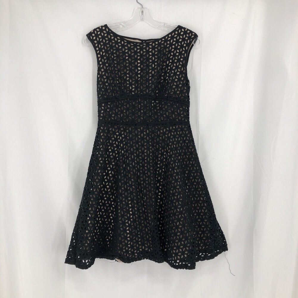 Loft Floral Lace Crochet Fit & Flare Dress Lined Size 6